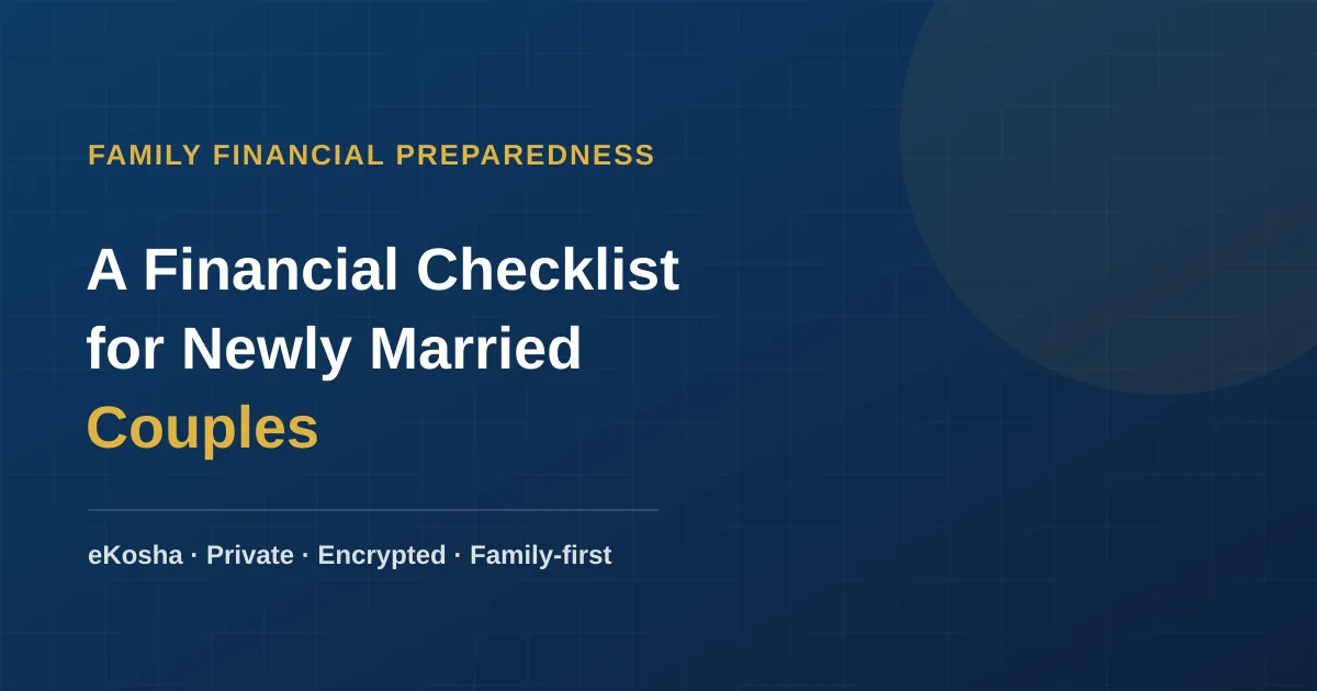 eKosha article cover — a financial checklist for newly married couples